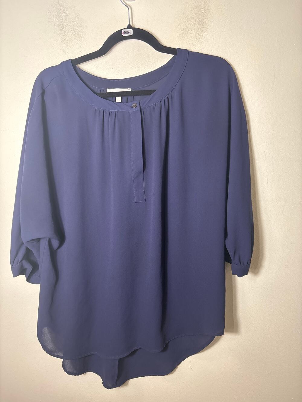 Glam Navy Long Sleeve Blouse Sz L